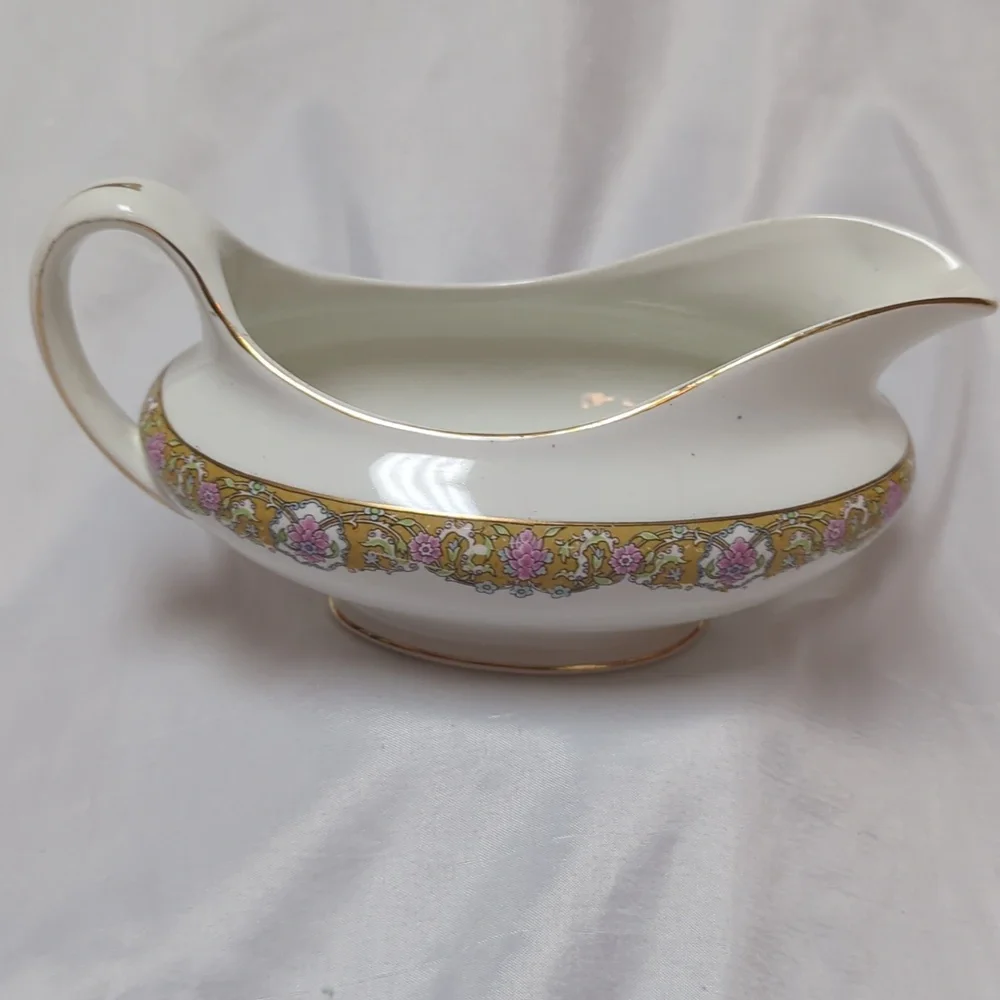 Antique 1890's John Maddox & Sons Porcelain Royal Vitreous Gravy Boat & Plate